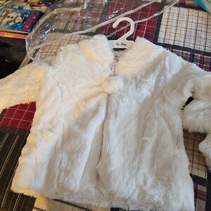 Childs 9 month coat faux fur white